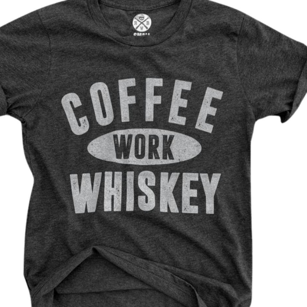 RWB Apparel Mens Grey COFFEE WORK WHISKEY Short‎ Sleeve Tee in Size XL